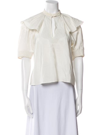 Chloé Silk Mock Neck Crop Top