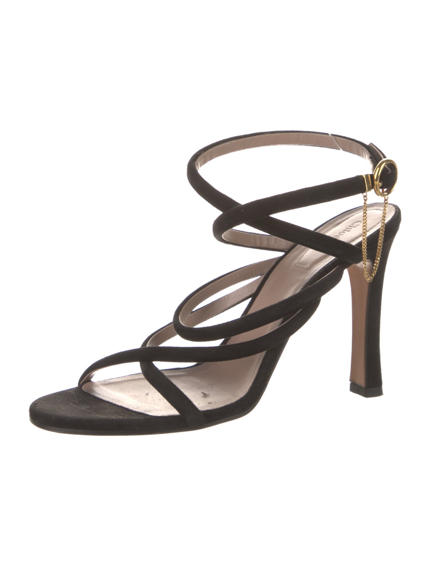 Chloé Suede Chain-Link Accents Sandals