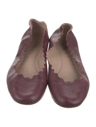 Chloé Leather Scalloped Accent Ballet Flats