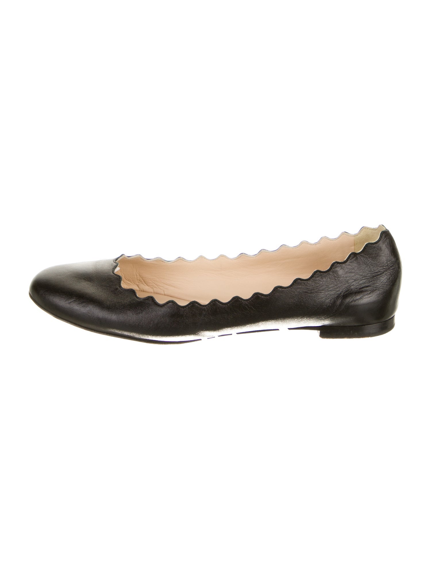 Chloé Leather Scalloped Accent Ballet Flats