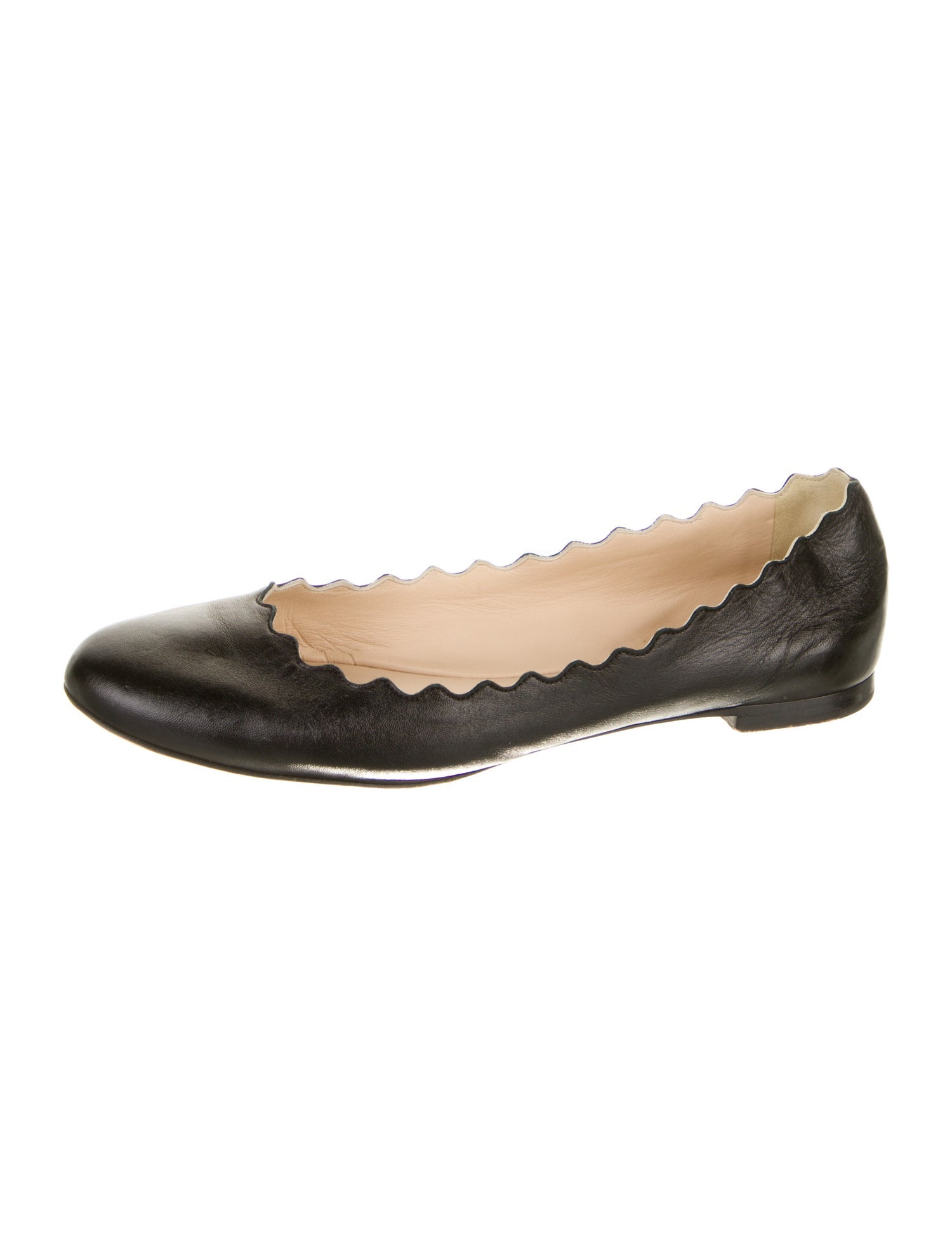 Chloé Leather Scalloped Accent Ballet Flats