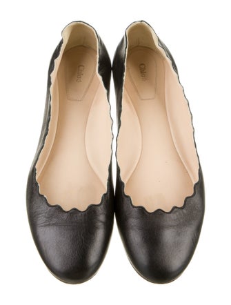 Chloé Leather Scalloped Accent Ballet Flats