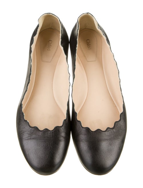 Chloé Leather Scalloped Accent Ballet Flats