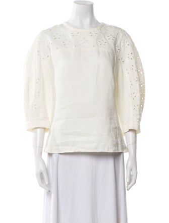 Chloé Linen Crew Neck Blouse
