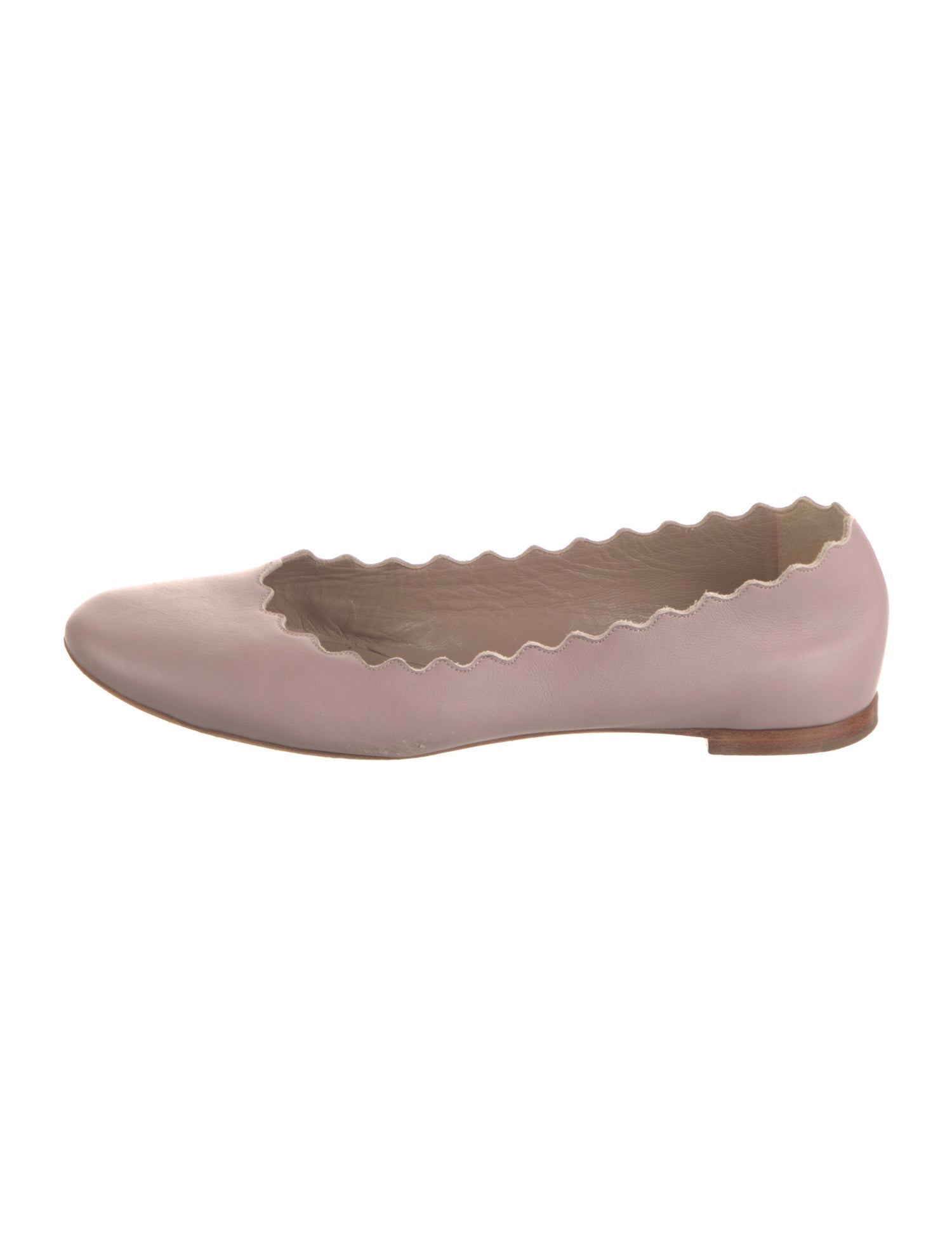 Chloé Leather Scalloped Accent Ballet Flats