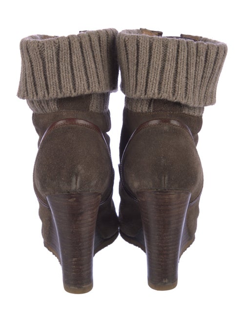 Chloé Suede Leather Trim Embellishment Lace-Up Boots