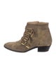Chloé Suede Studded Accents Lace-Up Boots