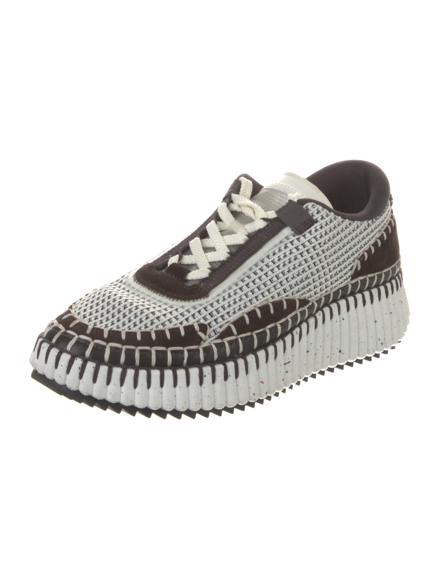 Chloé Plaid Print Whipstitch Trim Sneakers