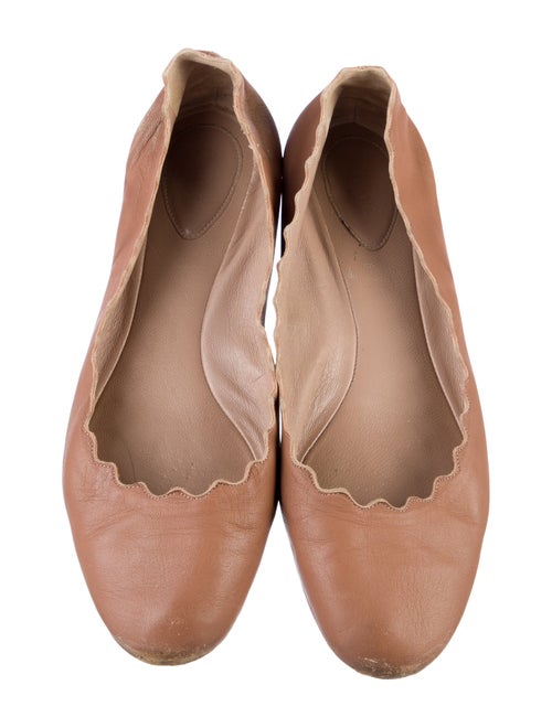 Chloé Leather Scalloped Accent Ballet Flats