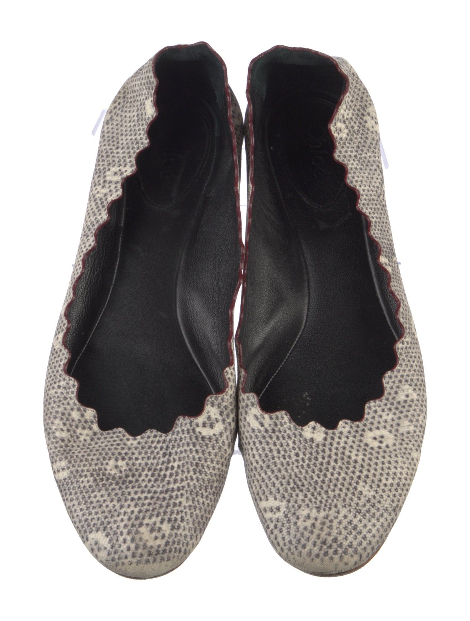 Chloé Leather Animal Print Ballet Flats