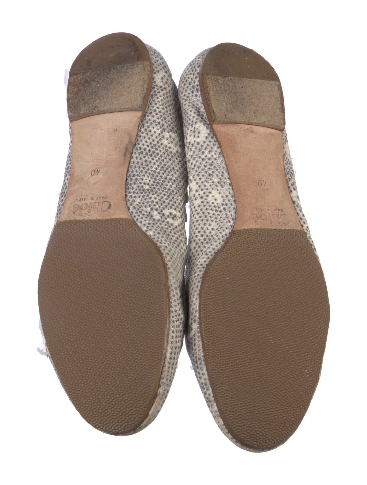 Chloé Leather Animal Print Ballet Flats