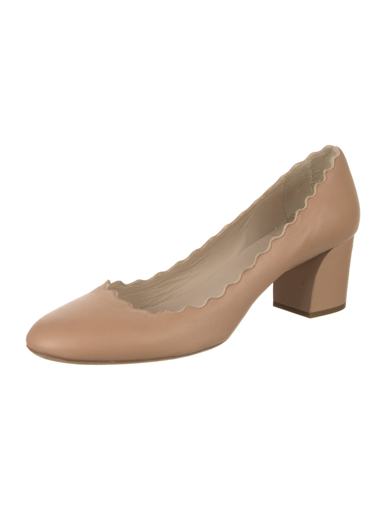 Chloé Leather Scalloped Accent Pumps