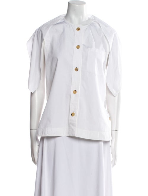 Chloé Crew Neck Three-Quarter Sleeve Button-Up Top