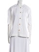 Chloé Crew Neck Three-Quarter Sleeve Button-Up Top