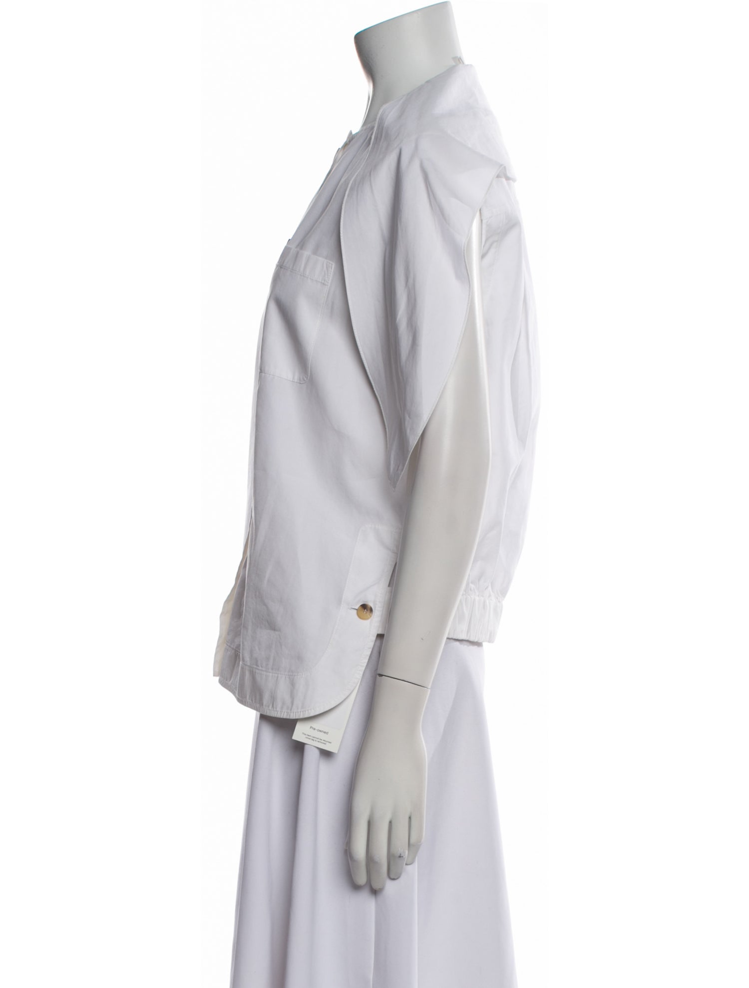 Chloé Crew Neck Three-Quarter Sleeve Button-Up Top