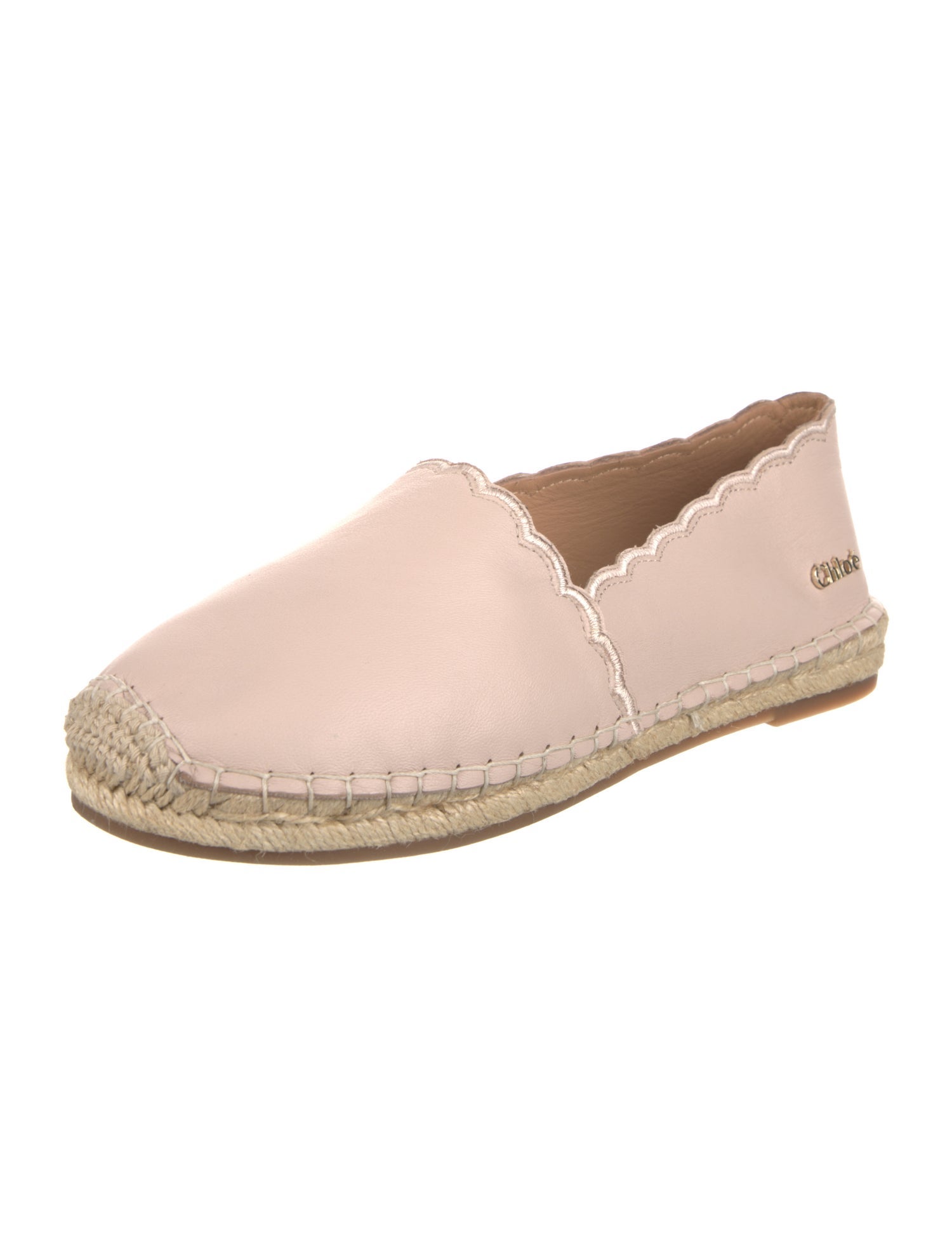 Chloé Leather Whipstitch Trim Espadrilles