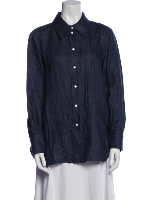 Chloé Linen Long Sleeve Button-Up Top