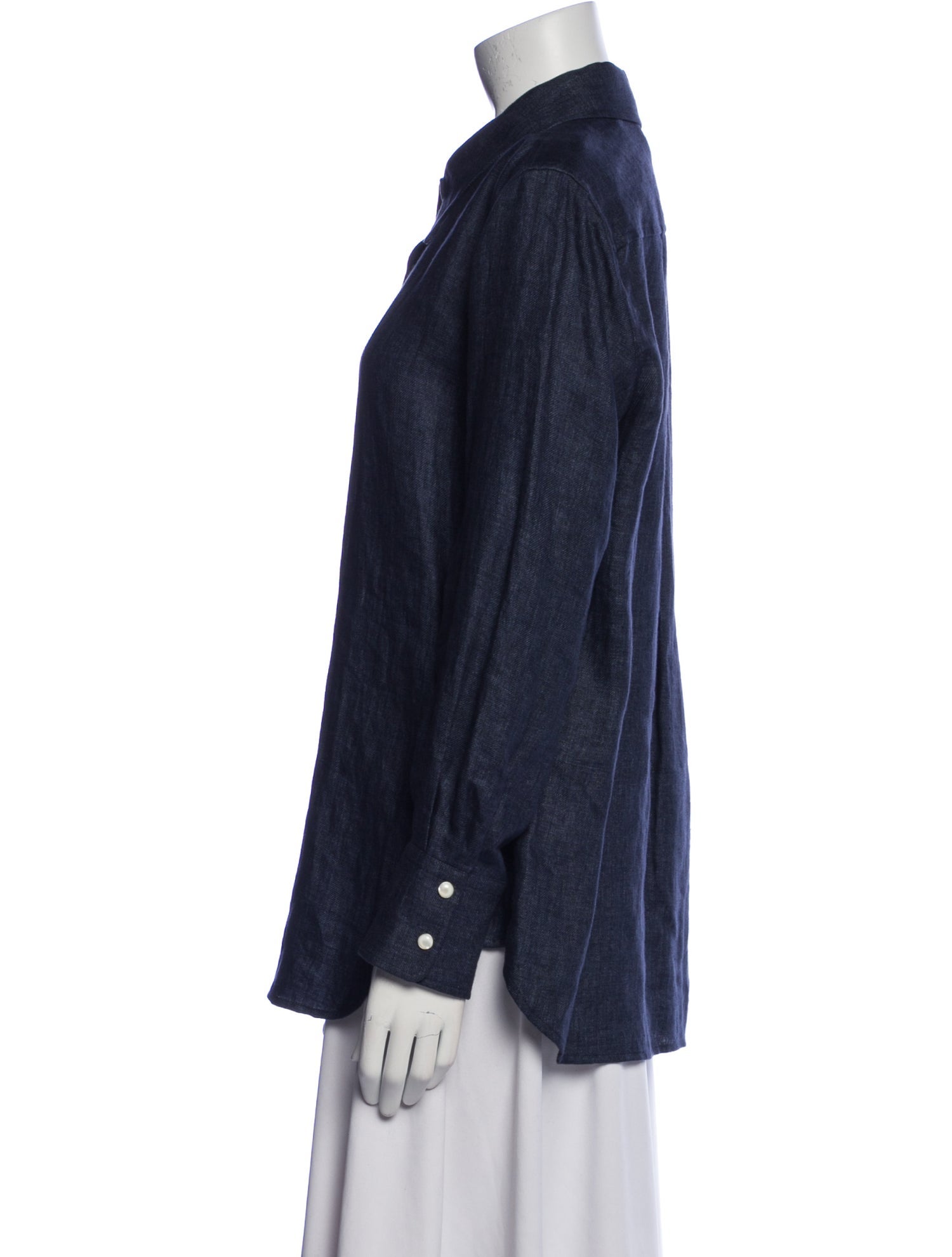 Chloé Linen Long Sleeve Button-Up Top