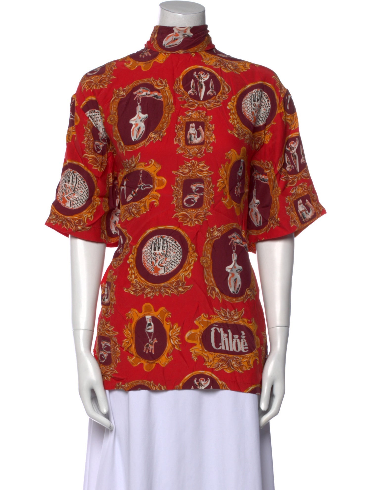 Chloé Printed Turtleneck Blouse