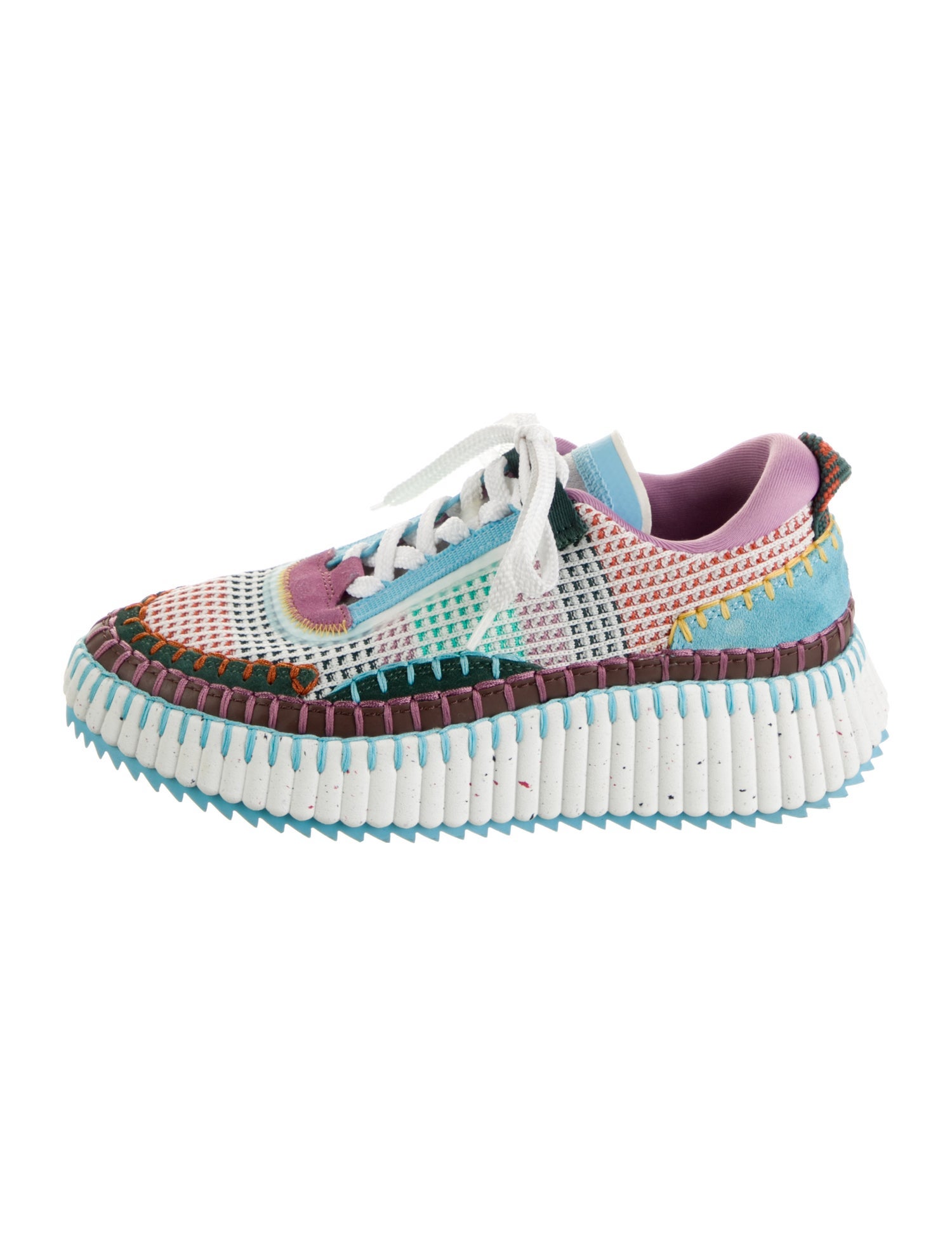 Chloé Plaid Print Whipstitch Trim Sneakers
