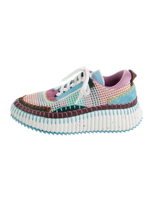 Chloé Plaid Print Whipstitch Trim Sneakers