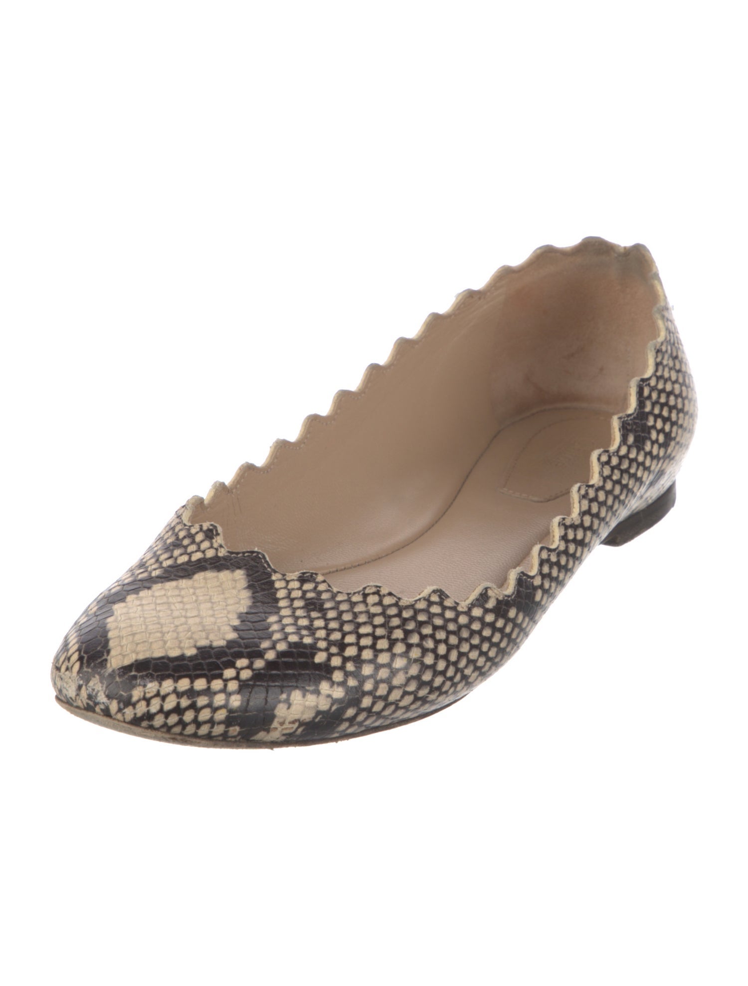 Chloé Leather Animal Print Ballet Flats