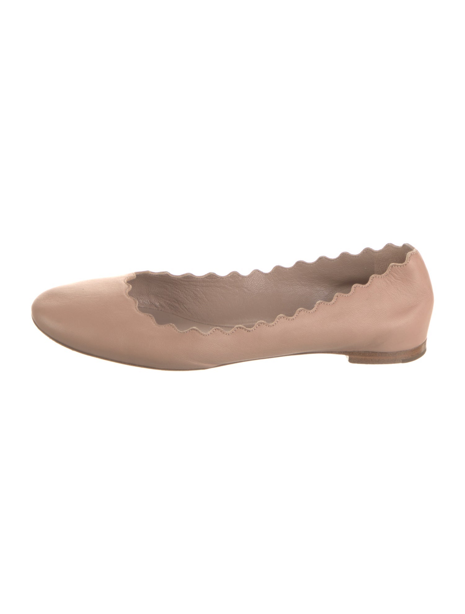 Chloé Leather Scalloped Accent Ballet Flats