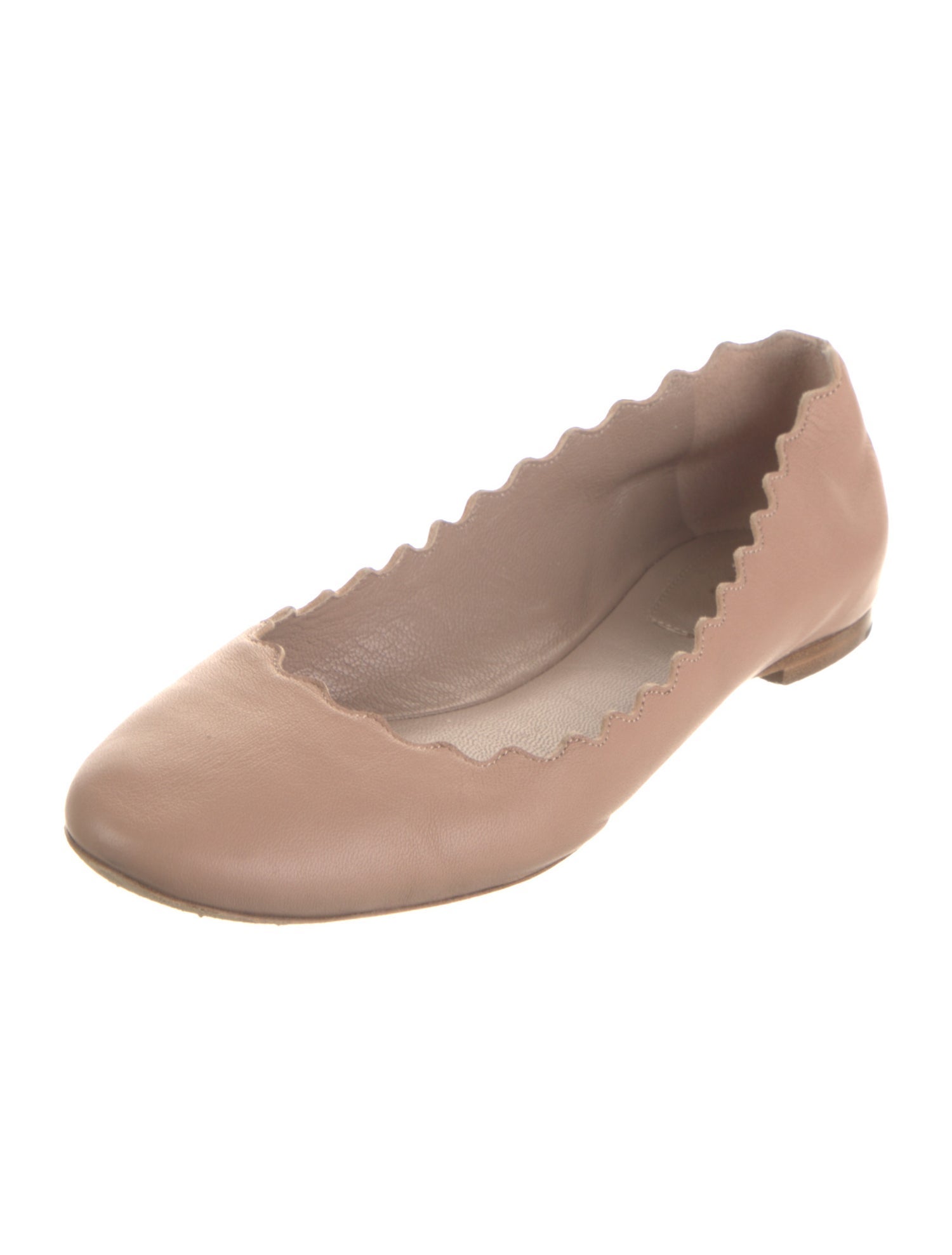 Chloé Leather Scalloped Accent Ballet Flats