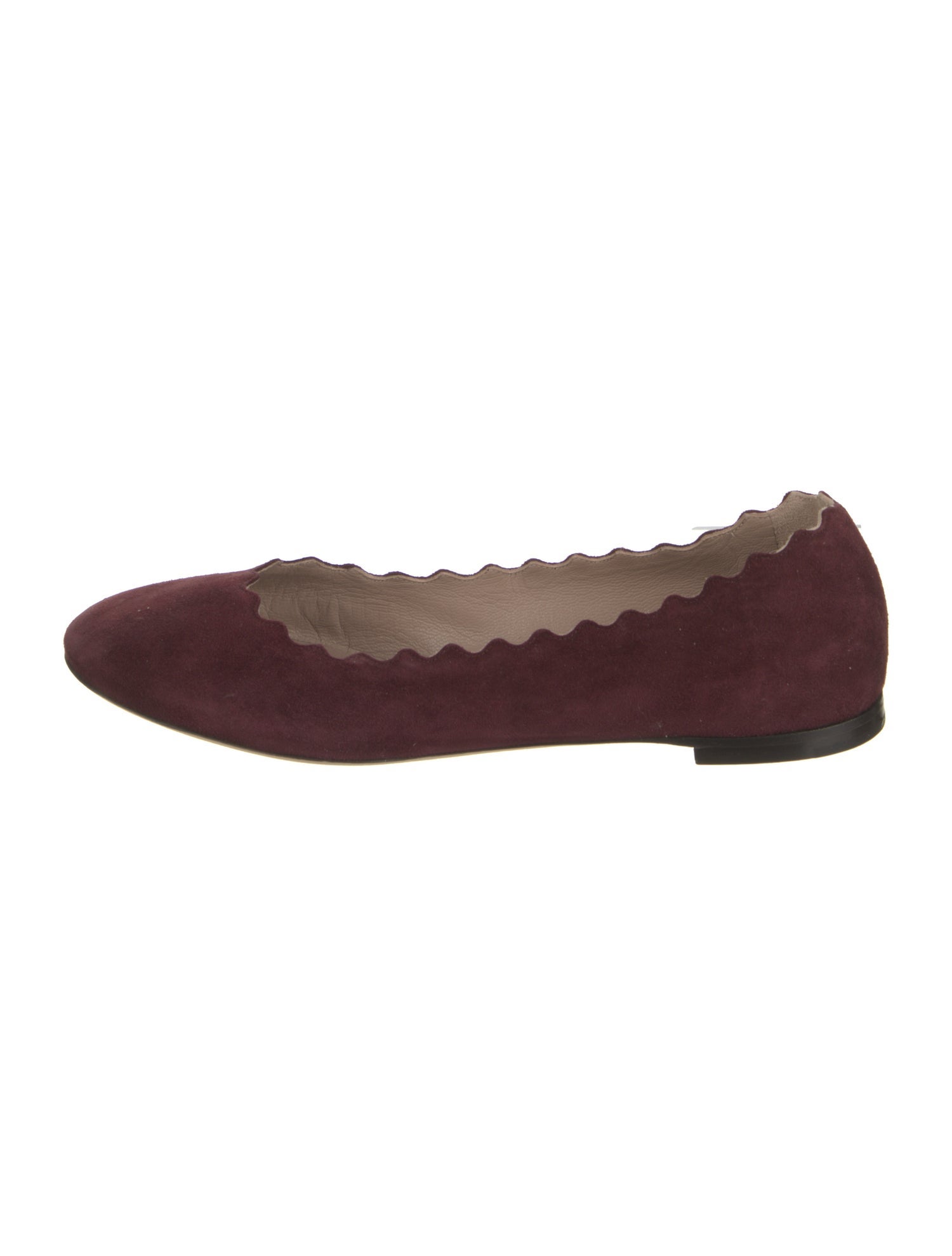 Chloé Suede Scalloped Accent Flats