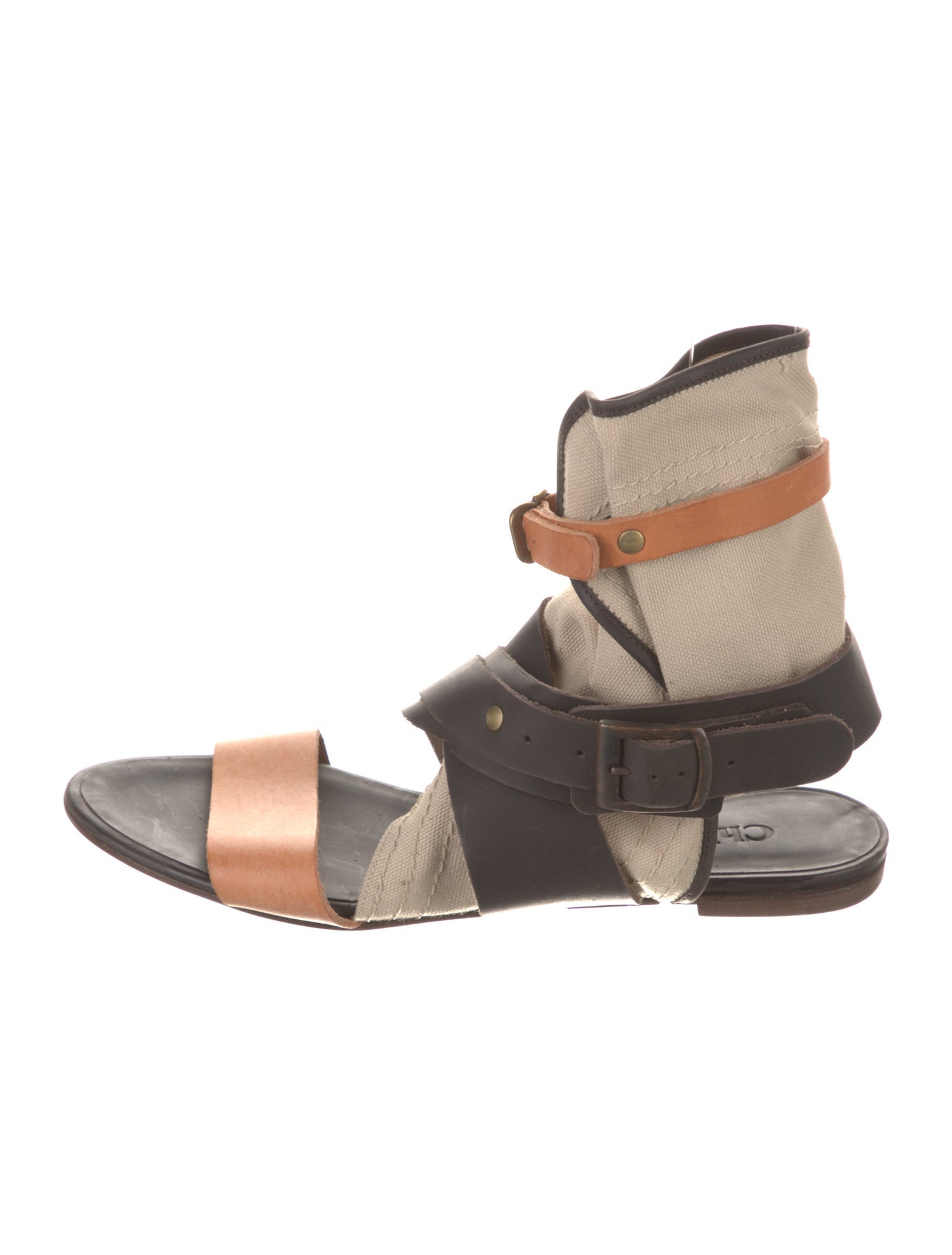 Chloé Leather Colorblock Pattern Slingback Sandals