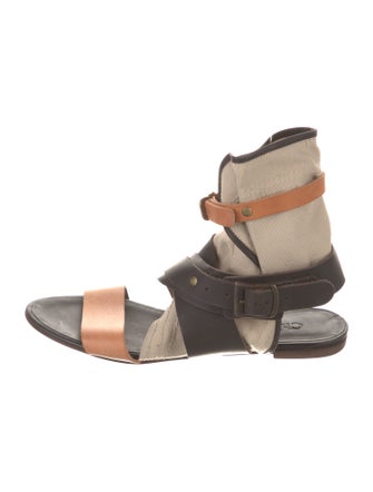 Chloé Leather Colorblock Pattern Slingback Sandals