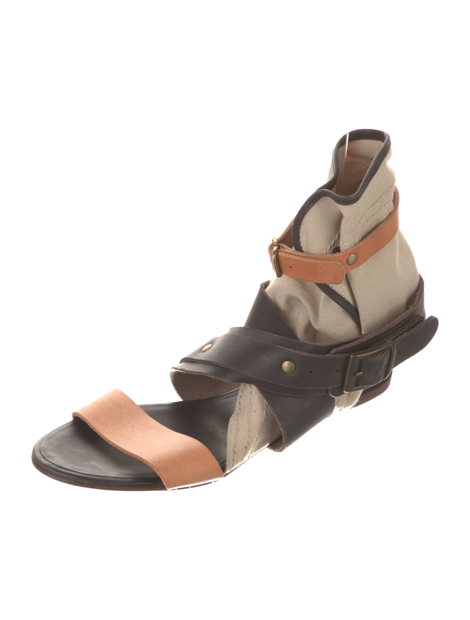 Chloé Leather Colorblock Pattern Slingback Sandals