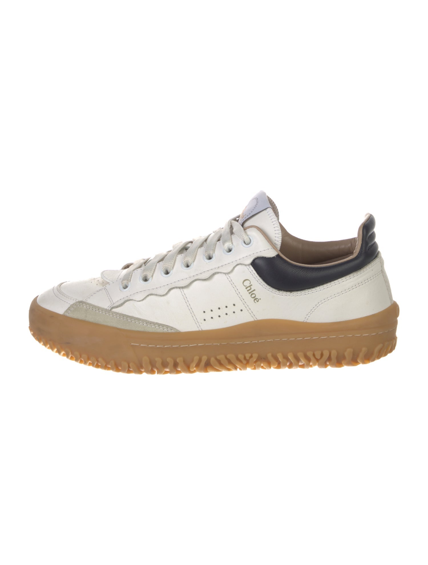 Chloé Leather Scalloped Accent Sneakers