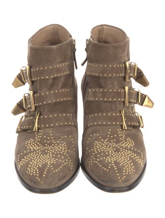 Chloé Suede Studded Accents Western Boots
