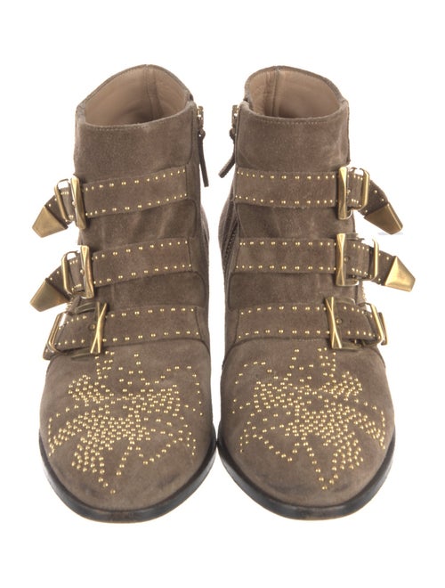 Chloé Suede Studded Accents Western Boots