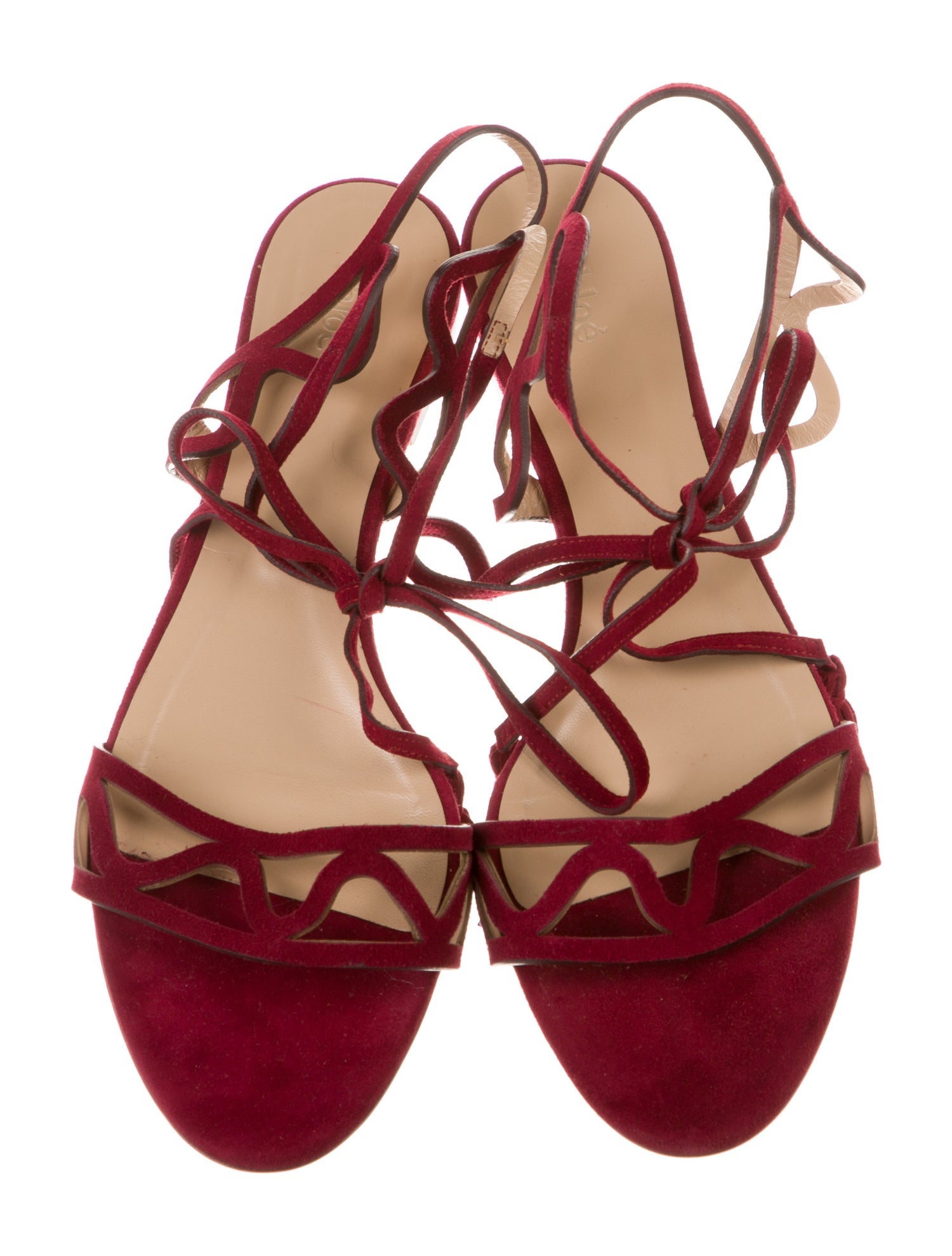 Chloé Suede Tassel Accents Slingback Sandals