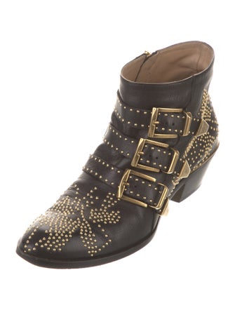 Chloé Leather Studded Accents Western Boots