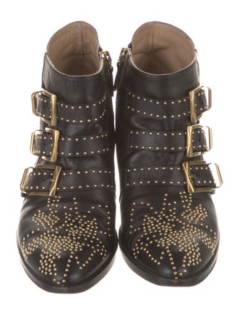 Chloé Leather Studded Accents Western Boots