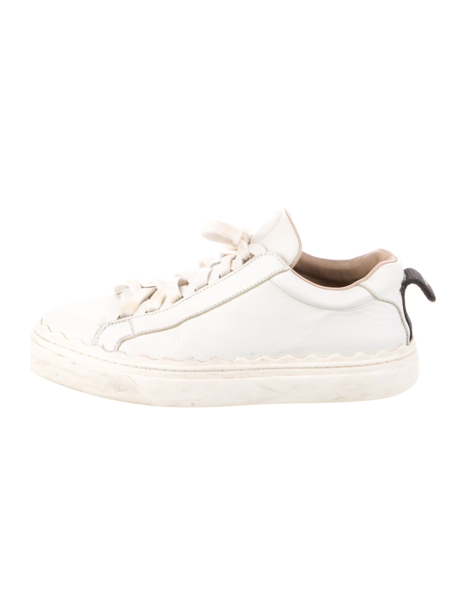 Chloé Leather Scalloped Accent Sneakers