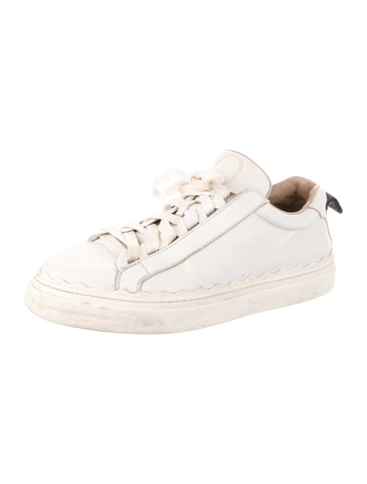 Chloé Leather Scalloped Accent Sneakers