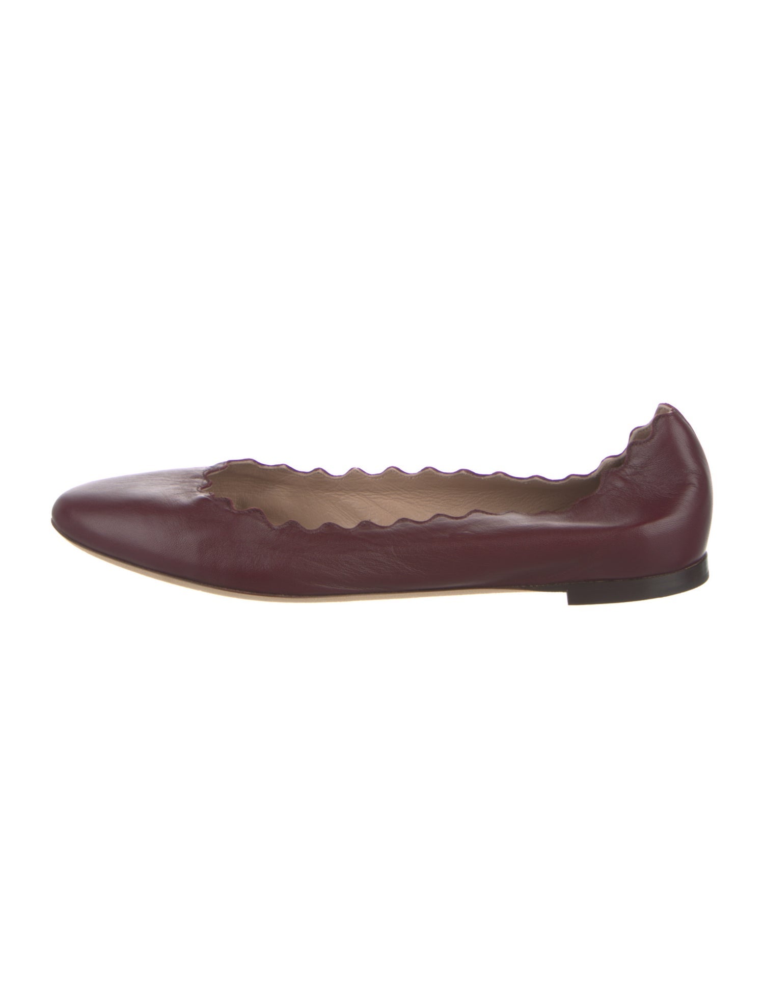 Chloé Leather Scalloped Accent Ballet Flats