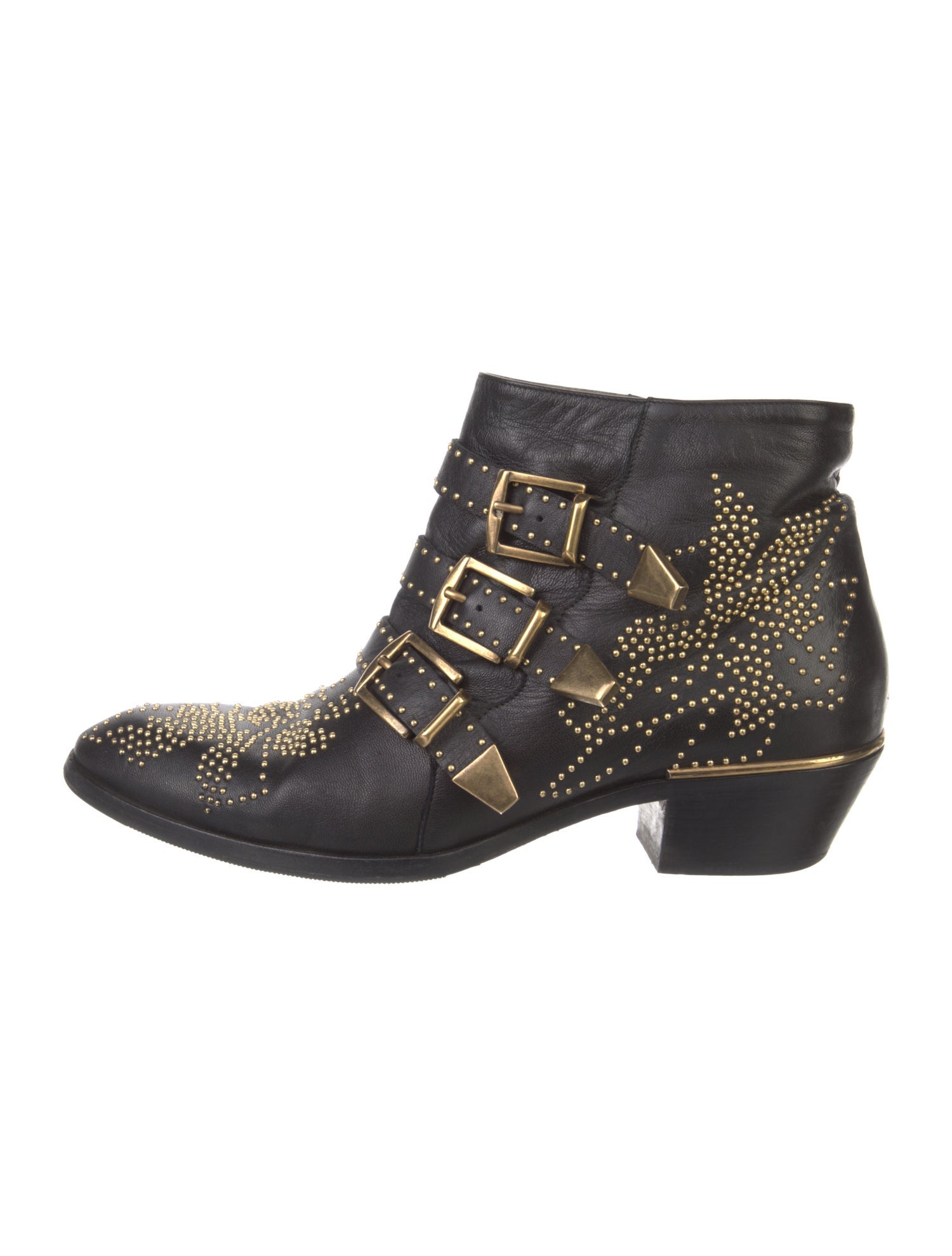 Chloé Leather Studded Accents Boots