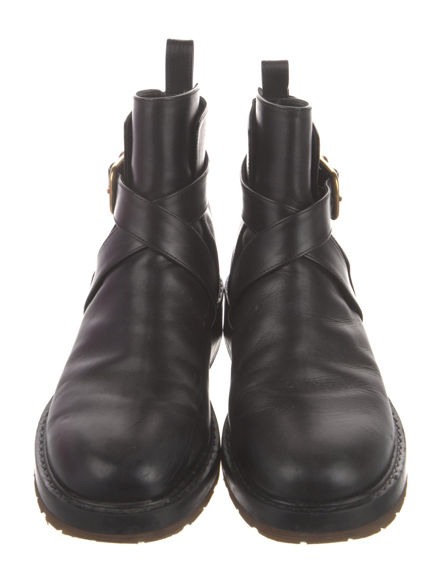Chloé Leather Striped Moto Boots