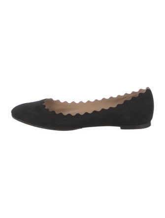 Chloé Suede Scalloped Accent Ballet Flats