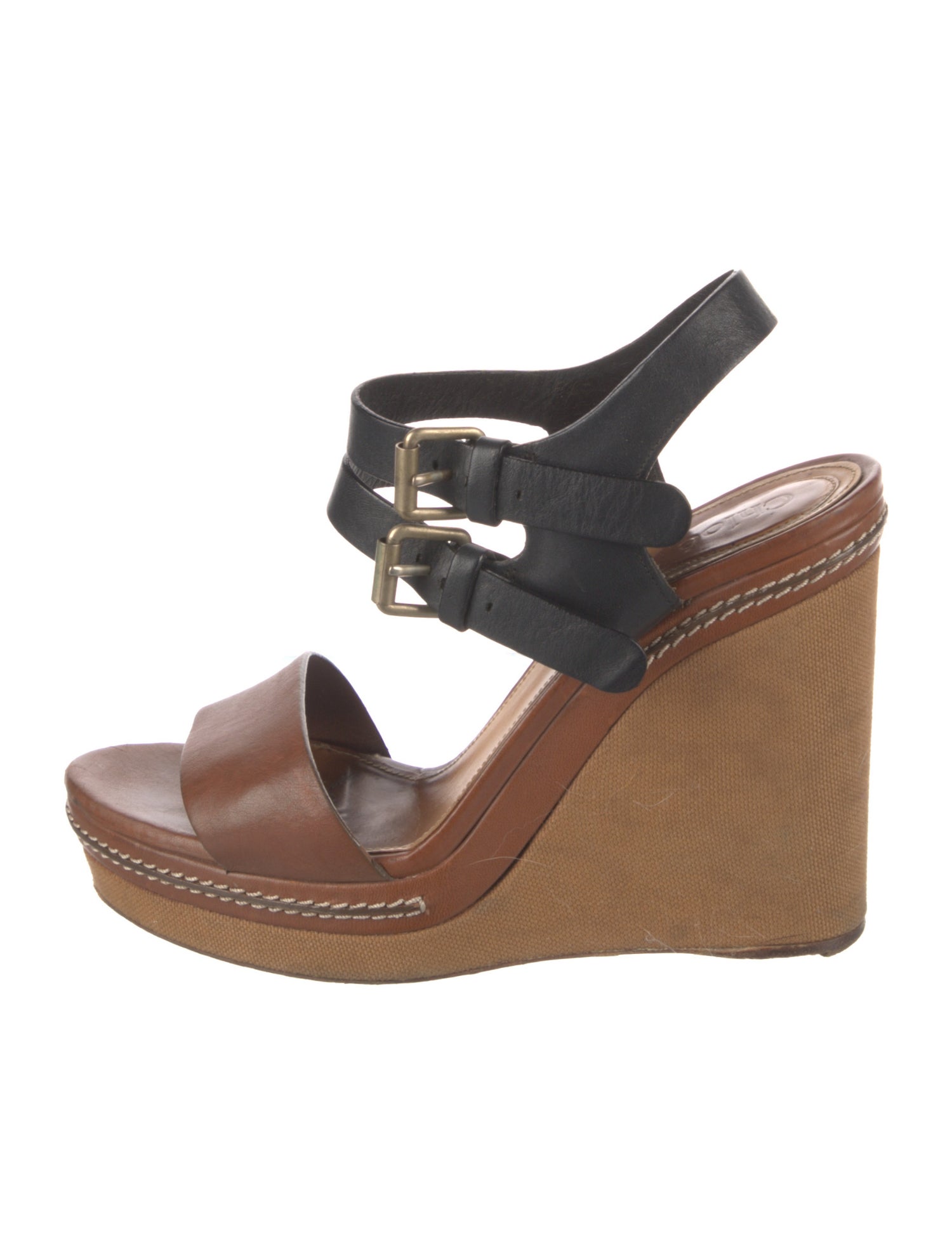 Chloé Leather Whipstitch Trim Sandals