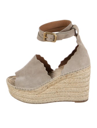 Chloé Suede Scalloped Accent Espadrilles