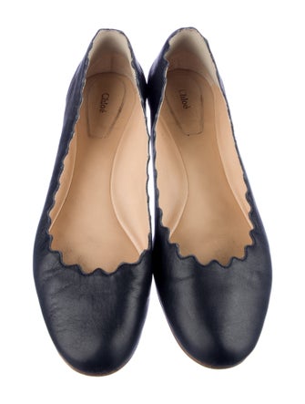 Chloé Leather Scalloped Accent Ballet Flats