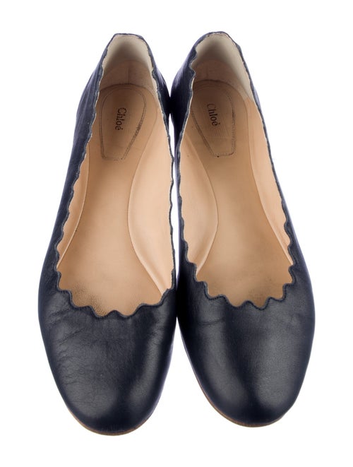 Chloé Leather Scalloped Accent Ballet Flats