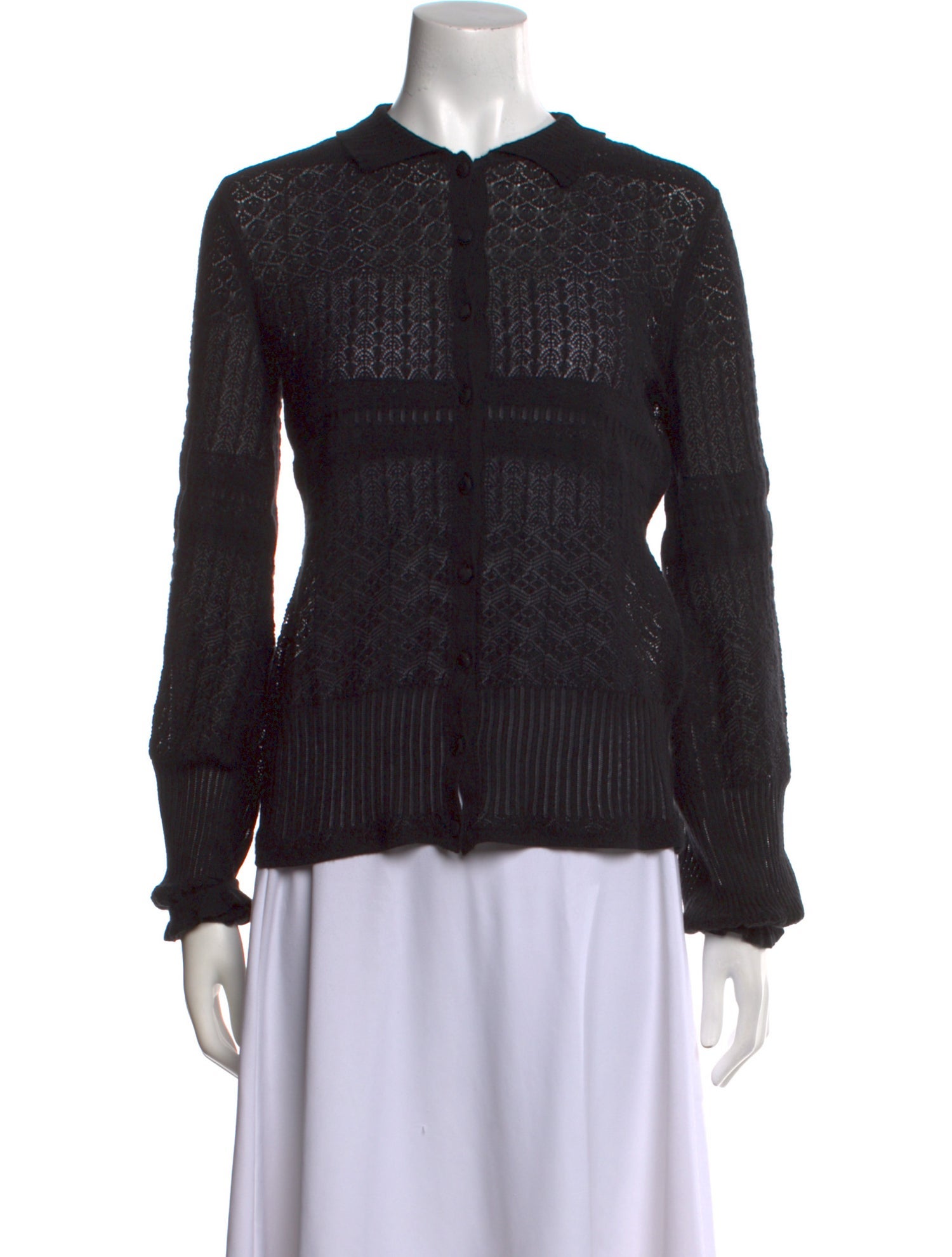 Chloé Crew Neck Long Sleeve Button-Up Top