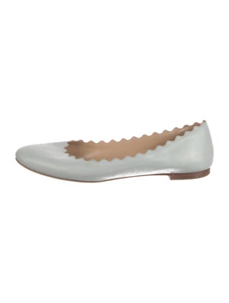 Chloé Leather Scalloped Accent Ballet Flats